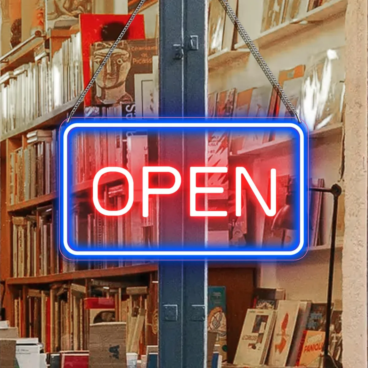 OPEN LED Neon Sign – Rectangular | 4 Glow Color Options | 16×9 / 23×12 inch | Window Hanging | Plug & Play for Storefronts - Image 11
