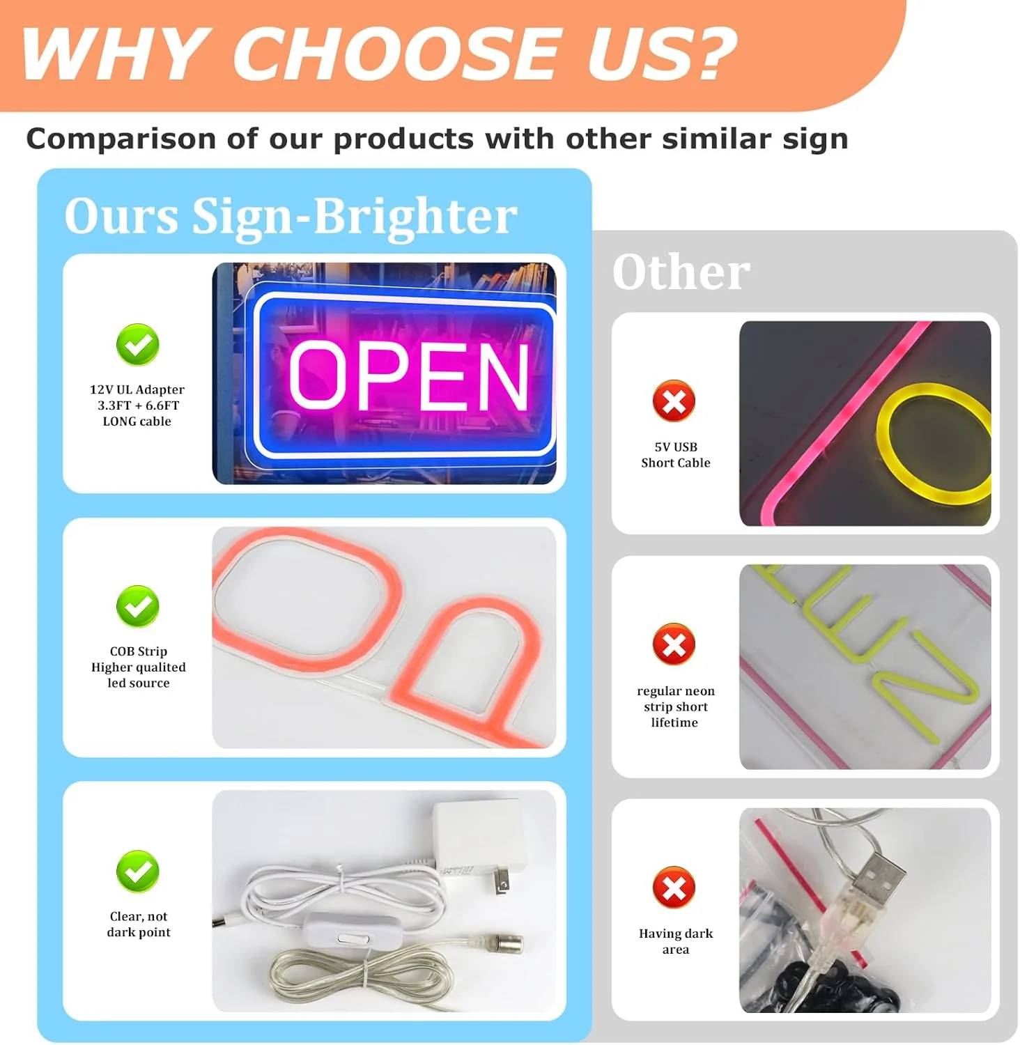 OPEN LED Neon Sign – Rectangular | 4 Glow Color Options | 16×9 / 23×12 inch | Window Hanging | Plug & Play for Storefronts - Image 3