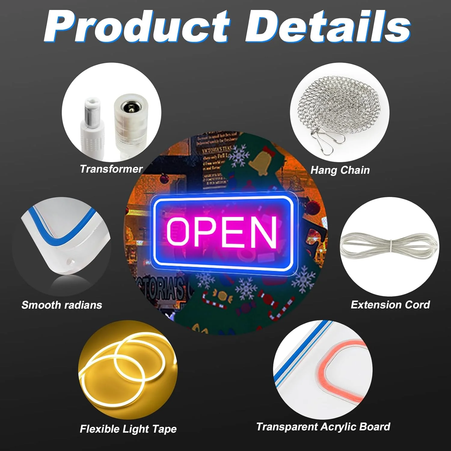 OPEN LED Neon Sign – Rectangular | 4 Glow Color Options | 16×9 / 23×12 inch | Window Hanging | Plug & Play for Storefronts - Image 7
