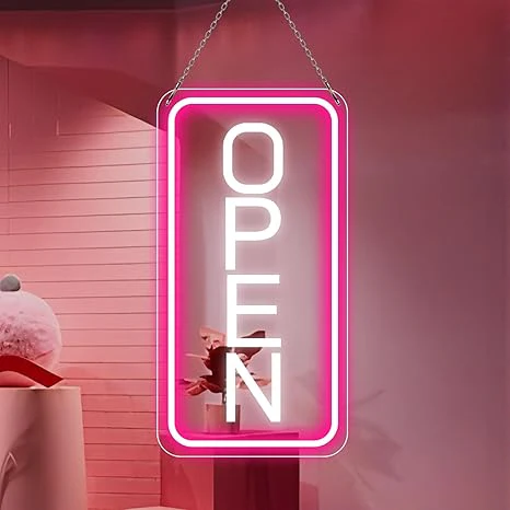 OPEN Neon LED Sign – Vertical Rectangular | 5 Glow Color Options | 16×9 / 23×12 inch | Window Hanging | Plug & Play for Storefronts - Image 12