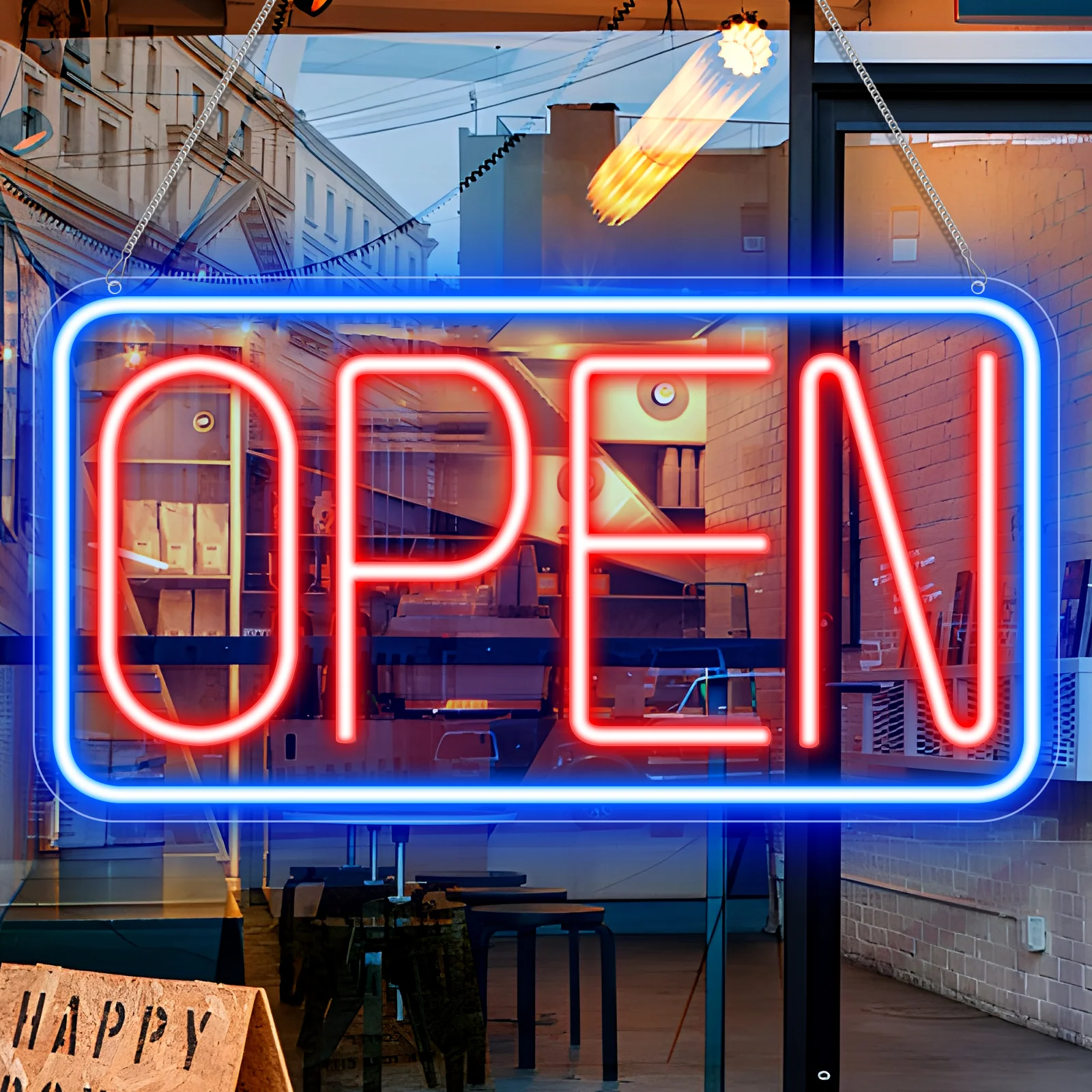 OPEN Neon Sign – USB Powered | 17×9 inch (44×24 cm) | 6 Color Options | LED Window Hanging Light for Storefronts - Image 11