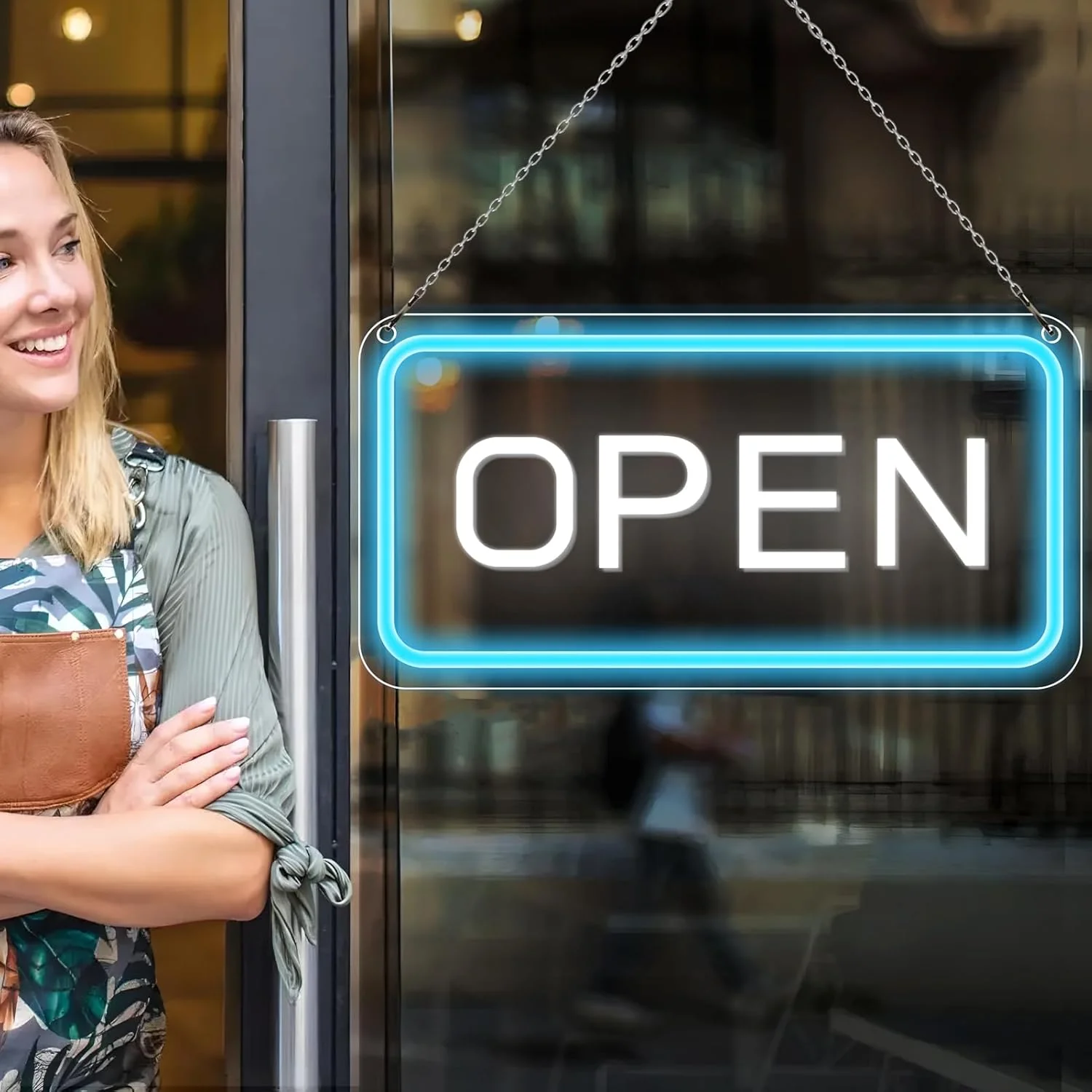 OPEN Neon Sign – USB Powered | 17×9 inch (44×24 cm) | 6 Color Options | LED Window Hanging Light for Storefronts - Image 9