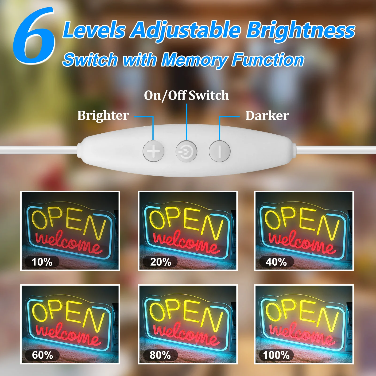 OPEN Welcome Neon Sign – USB Powered | 17×10 inch (43×25 cm) | LED Light for Storefront Window | 2 Color Options - Image 3