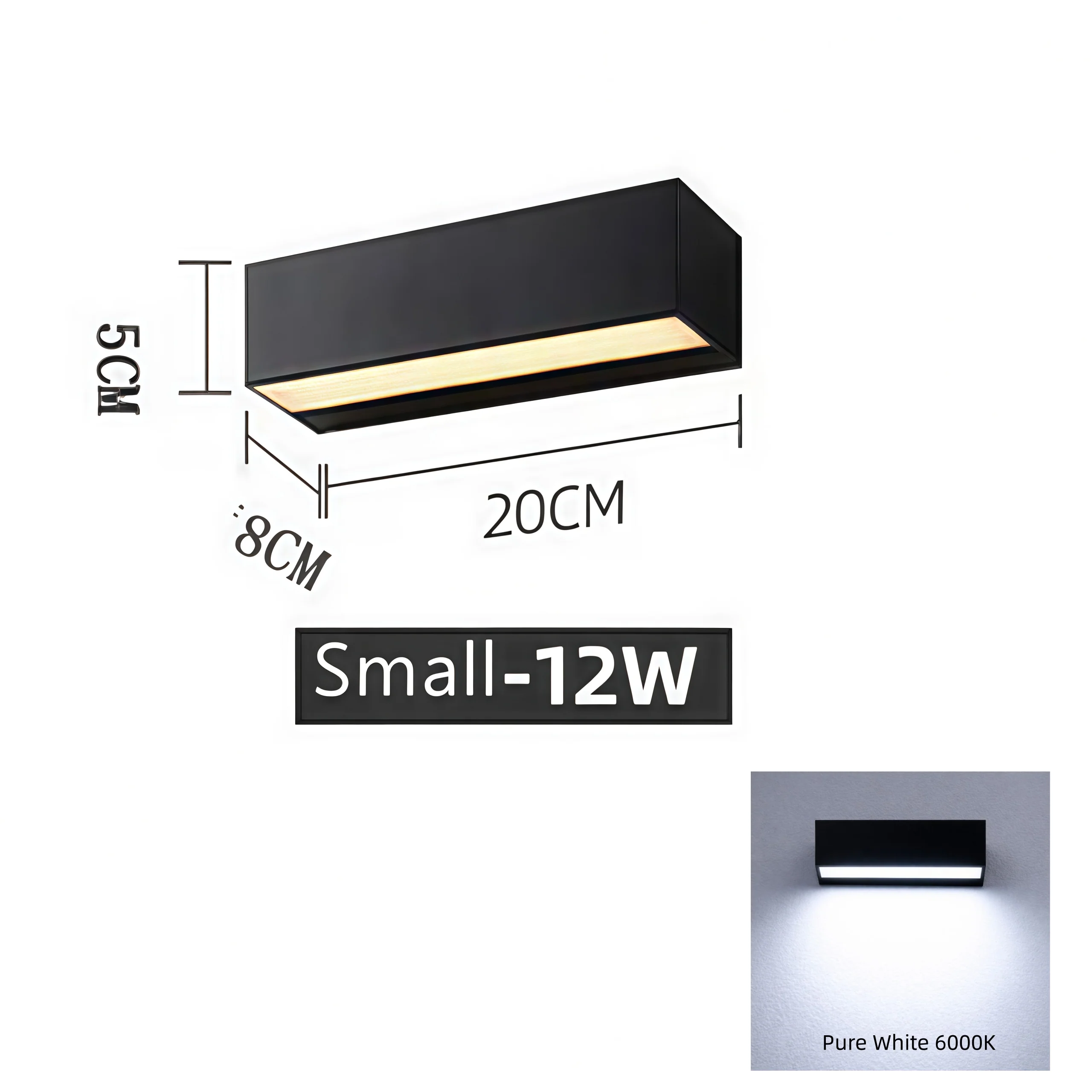 Outdoor LED Wall Light, Long Black Aluminum LED Wall Sconce - 12W / 18W / 28W | 3000K / 6000K | IP65 Waterproof Square Aluminum Wall Lamps - Image 15