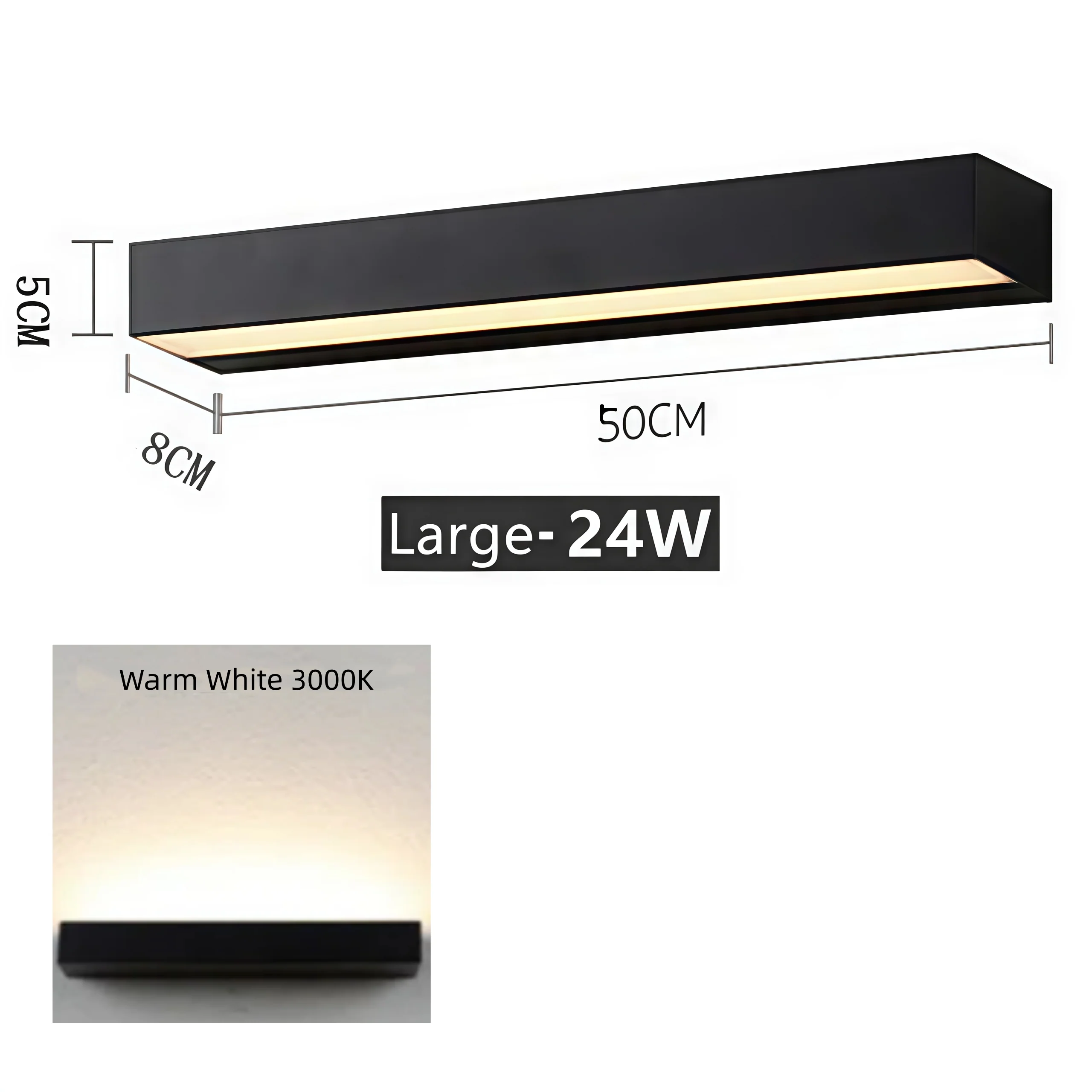 Outdoor LED Wall Light, Long Black Aluminum LED Wall Sconce - 12W / 18W / 28W | 3000K / 6000K | IP65 Waterproof Square Aluminum Wall Lamps - Image 18