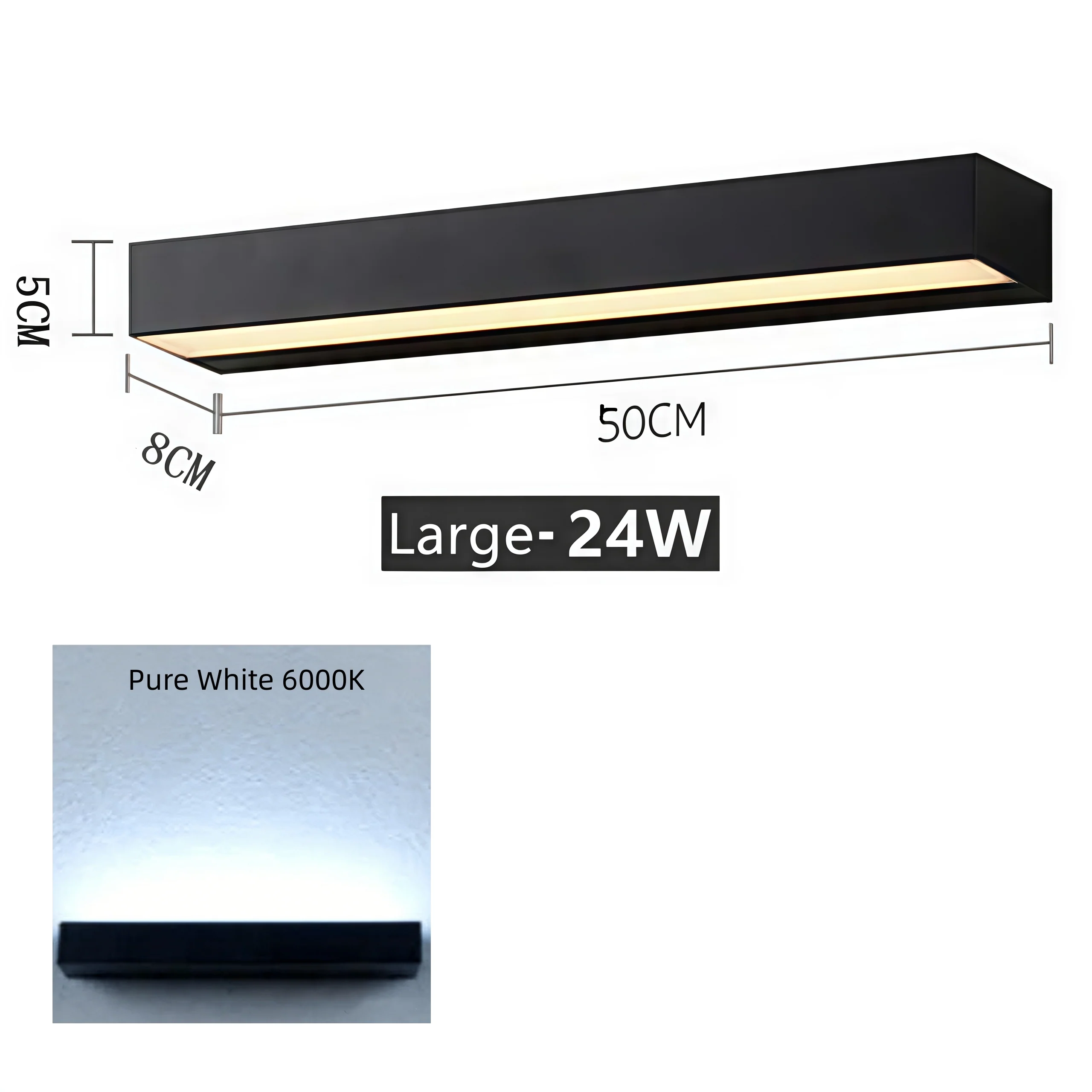 Outdoor LED Wall Light, Long Black Aluminum LED Wall Sconce - 12W / 18W / 28W | 3000K / 6000K | IP65 Waterproof Square Aluminum Wall Lamps - Image 19