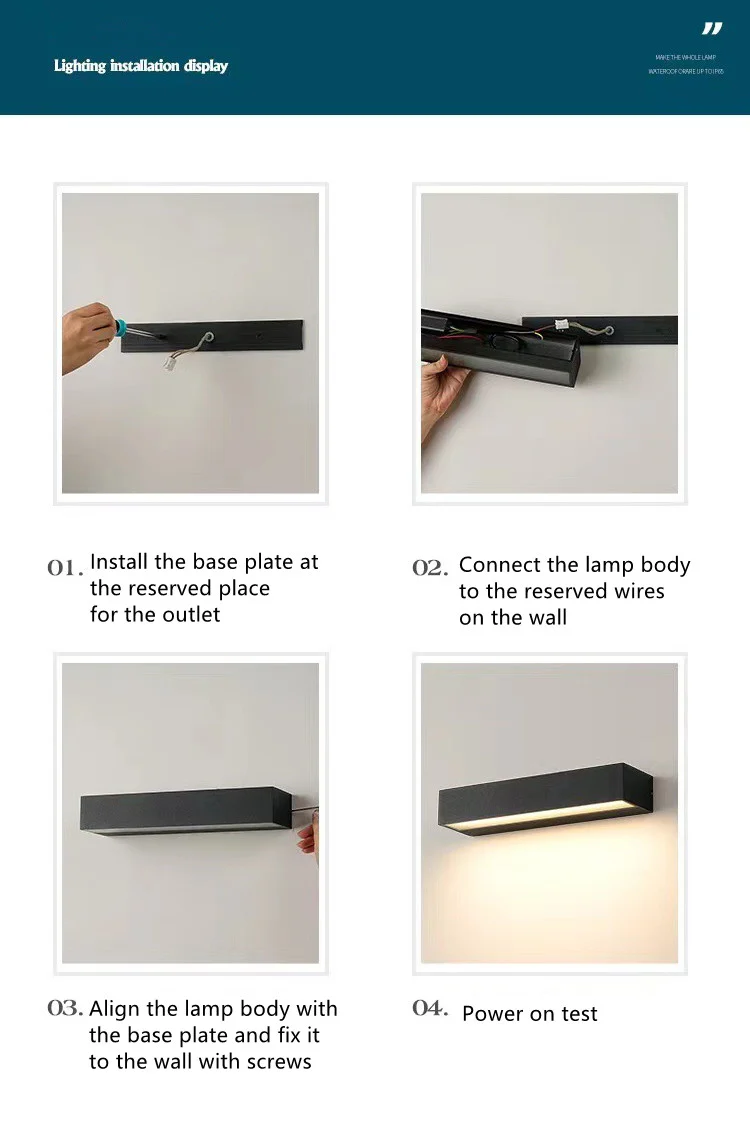 Outdoor LED Wall Light, Long Black Aluminum LED Wall Sconce - 12W / 18W / 28W | 3000K / 6000K | IP65 Waterproof Square Aluminum Wall Lamps - Image 6