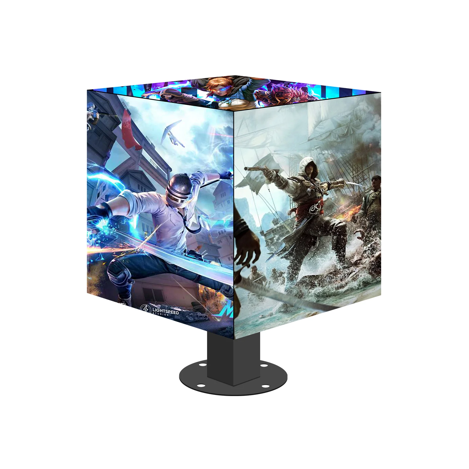 MC Series P2.5 Outdoor 5-Face Magic Cubic LED Display (320×320mm per face, IP65) – Perfect for Outdoor Events & Storefront Promotions
