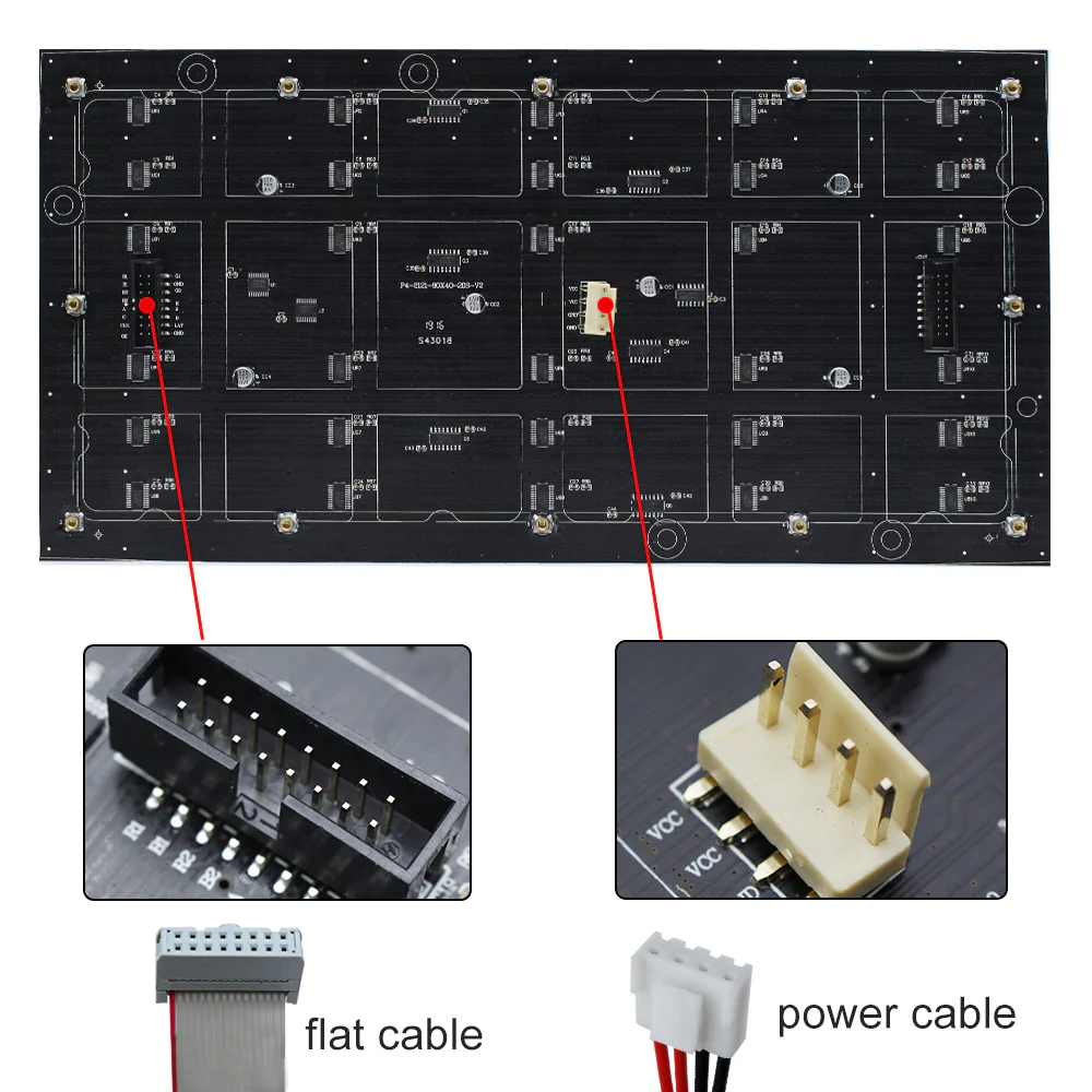 M-F4 (P4) Bare Board LED Module, 4mm Full RGB Pixel Panel Screen in 256 * 128 mm with 2048 dots, 1/16 Scan, 800 Nits LED Tile for Indoor Display - Image 6