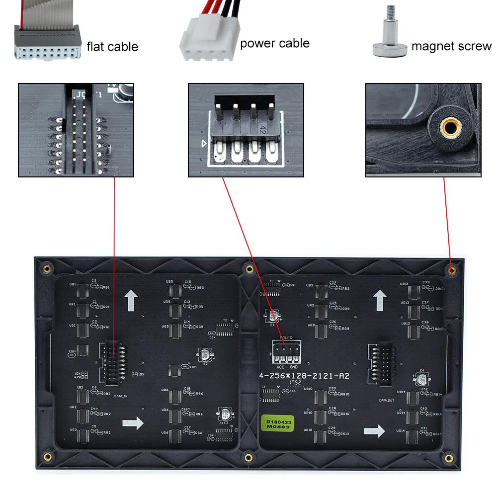 M-ID4 P4 Normal Indoor Series LED Module,Full RGB 4mm Pixel Pitch LED Display Tile in 256*128mm with 2048 dots, 1/16 Scan, 800 Nitsfor indoor Display - Image 4