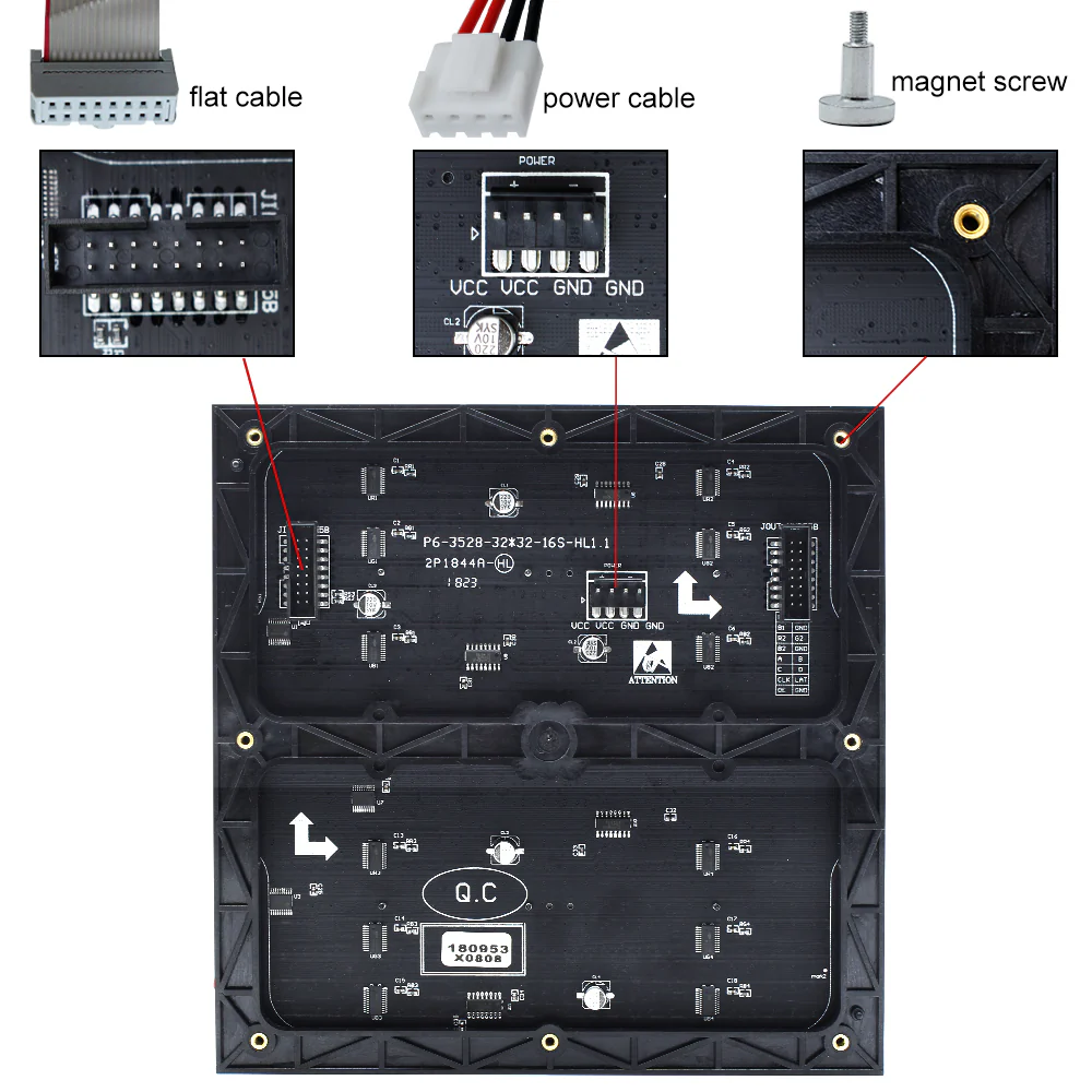 M-ID6 P6 Normal Indoor Series LED Module, Full RGB 6mm Pixel Pitch LED Display Tile in 192*192mm with 1024 dots, 1/16 Scan, 800 Nits for indoor Display - Image 4