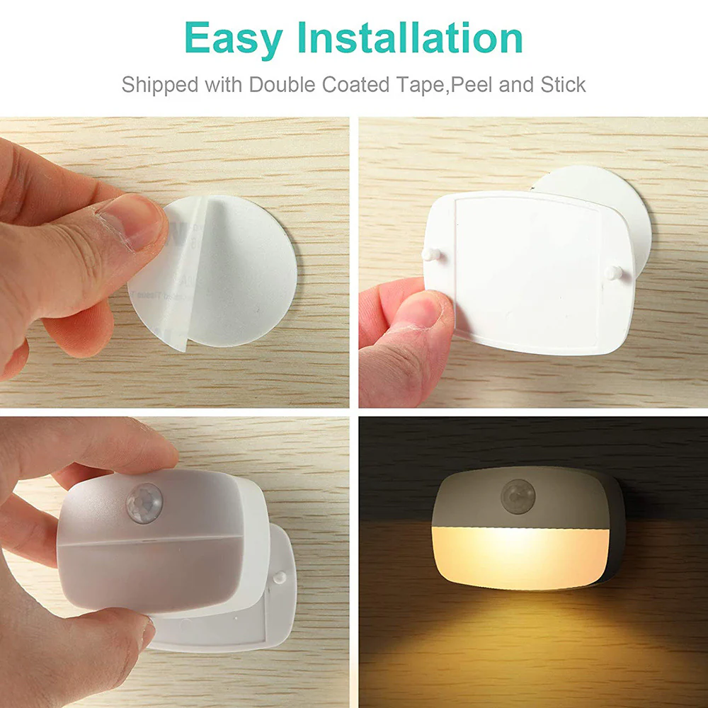 PIR Motion Sensor LED Night Light – Battery Operated Stick-On Under Cabinet Light | Warm White / Daylight White | for Stairway, Kitchen & Hallway (Battery Not Included) | 4 / 10-Pack - Image 9