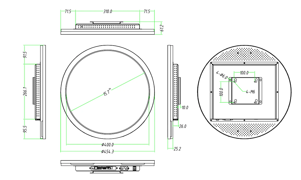 RD Series 15.7 Inch (Dia.400mm Viewable) Round LCD Display Screen, Capacitive Touch (Optional), Cloud / APP / USB Disk - Image 3