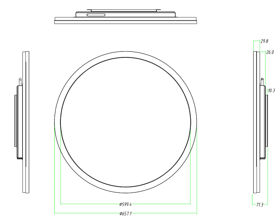 RD Series 23.6 Inch (Dia.599.4mm Viewable) Round / Circular LCD Digital Display Screen, Capacitive Touch (Optional), Cloud / APP / USB Disk - Image 3