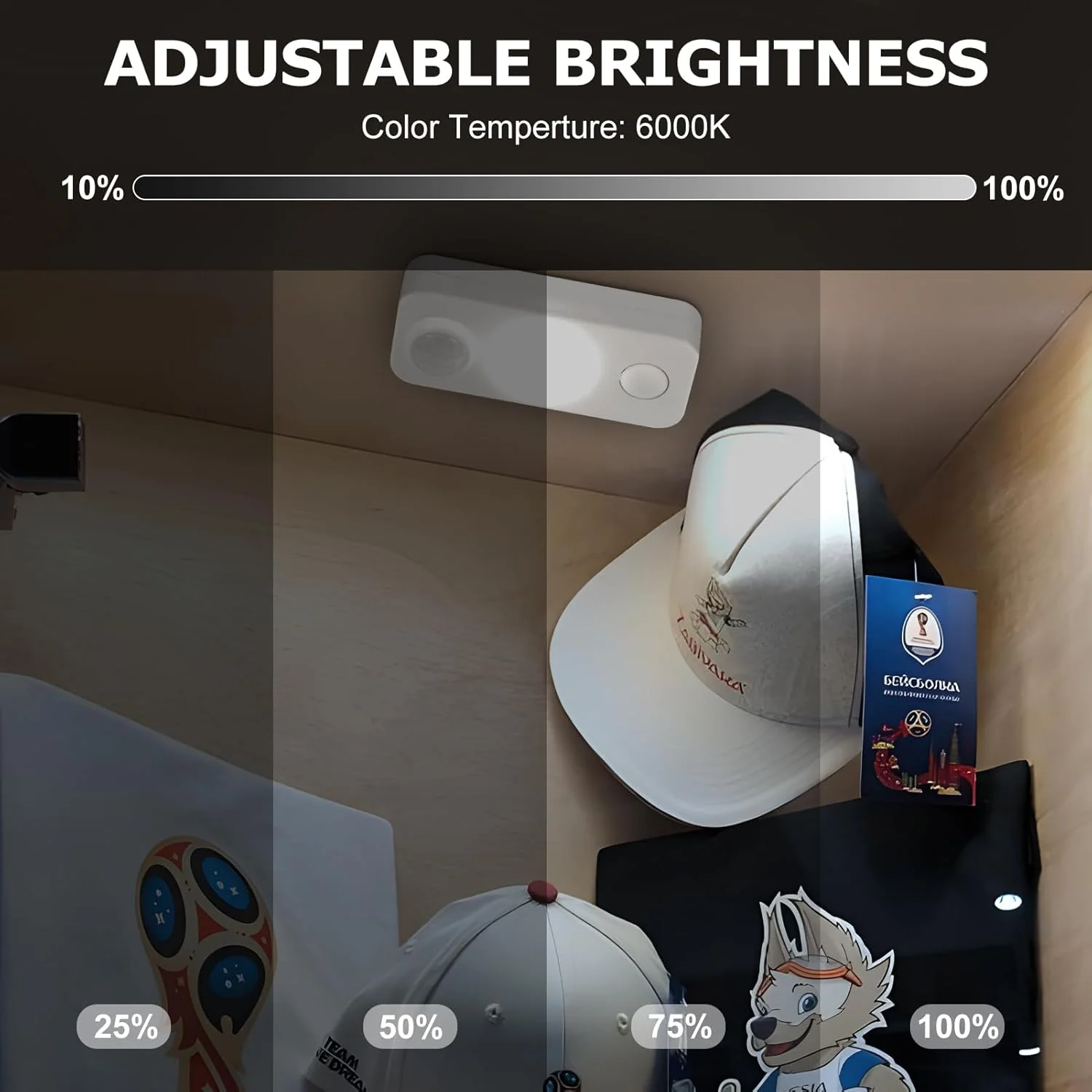 Rechargeable LED Puck Closet Light – 4/6/8 Pack | Motion Sensor, Tap Switch, Dimmable | Warm / Daylight White | Black / White Finish | Easy Mounting for Closets & Cabinets - Image 11