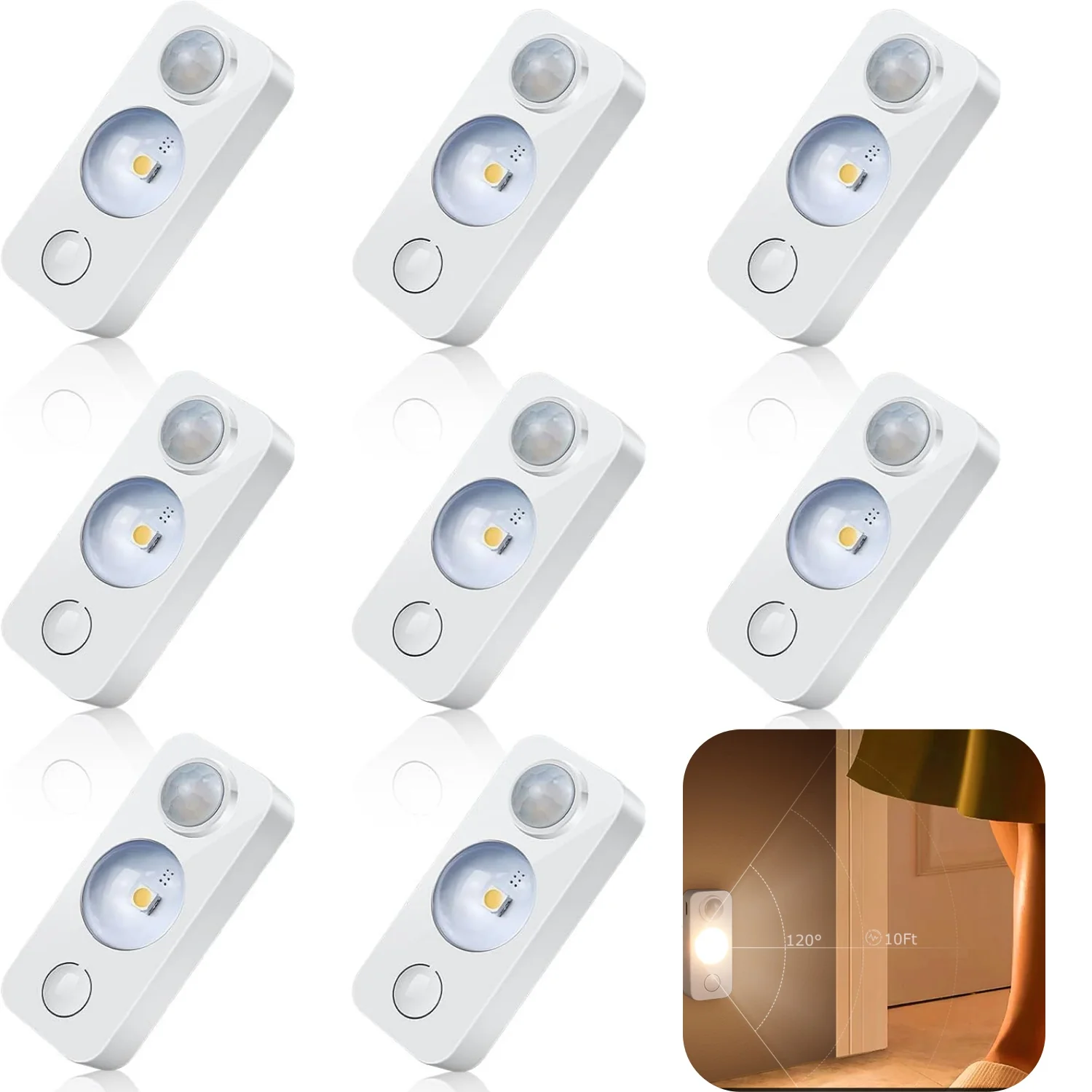 Rechargeable LED Puck Closet Light – 4/6/8 Pack | Motion Sensor, Tap Switch, Dimmable | Warm / Daylight White | Black / White Finish | Easy Mounting for Closets & Cabinets - Image 21