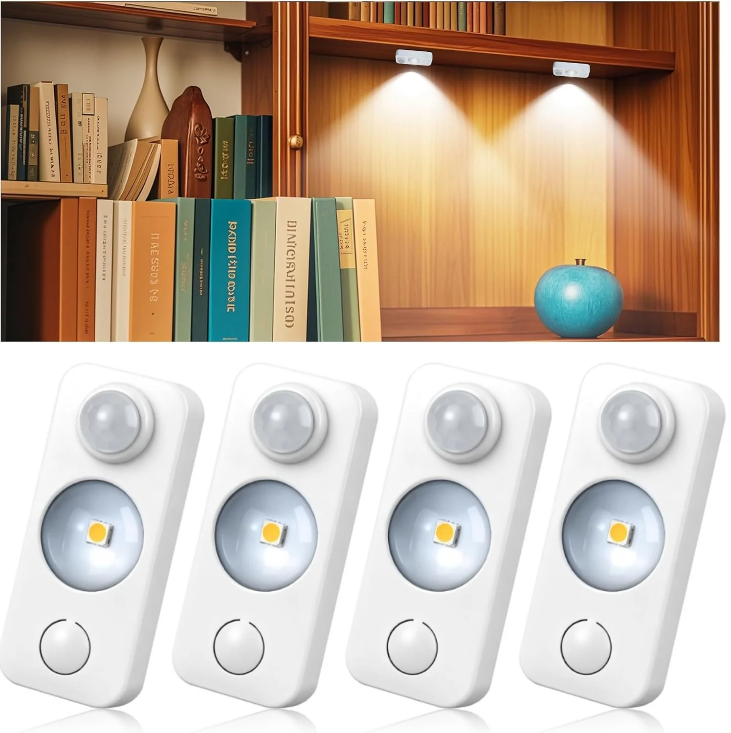 Rechargeable LED Puck Closet Light – 4/6/8 Pack | Motion Sensor, Tap Switch, Dimmable | Warm / Daylight White | Black / White Finish | Easy Mounting for Closets & Cabinets - Image 22
