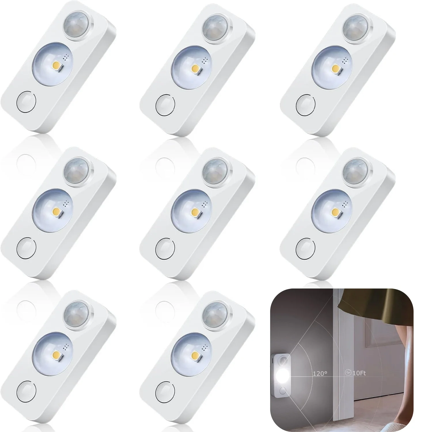Rechargeable LED Puck Closet Light – 4/6/8 Pack | Motion Sensor, Tap Switch, Dimmable | Warm / Daylight White | Black / White Finish | Easy Mounting for Closets & Cabinets - Image 24