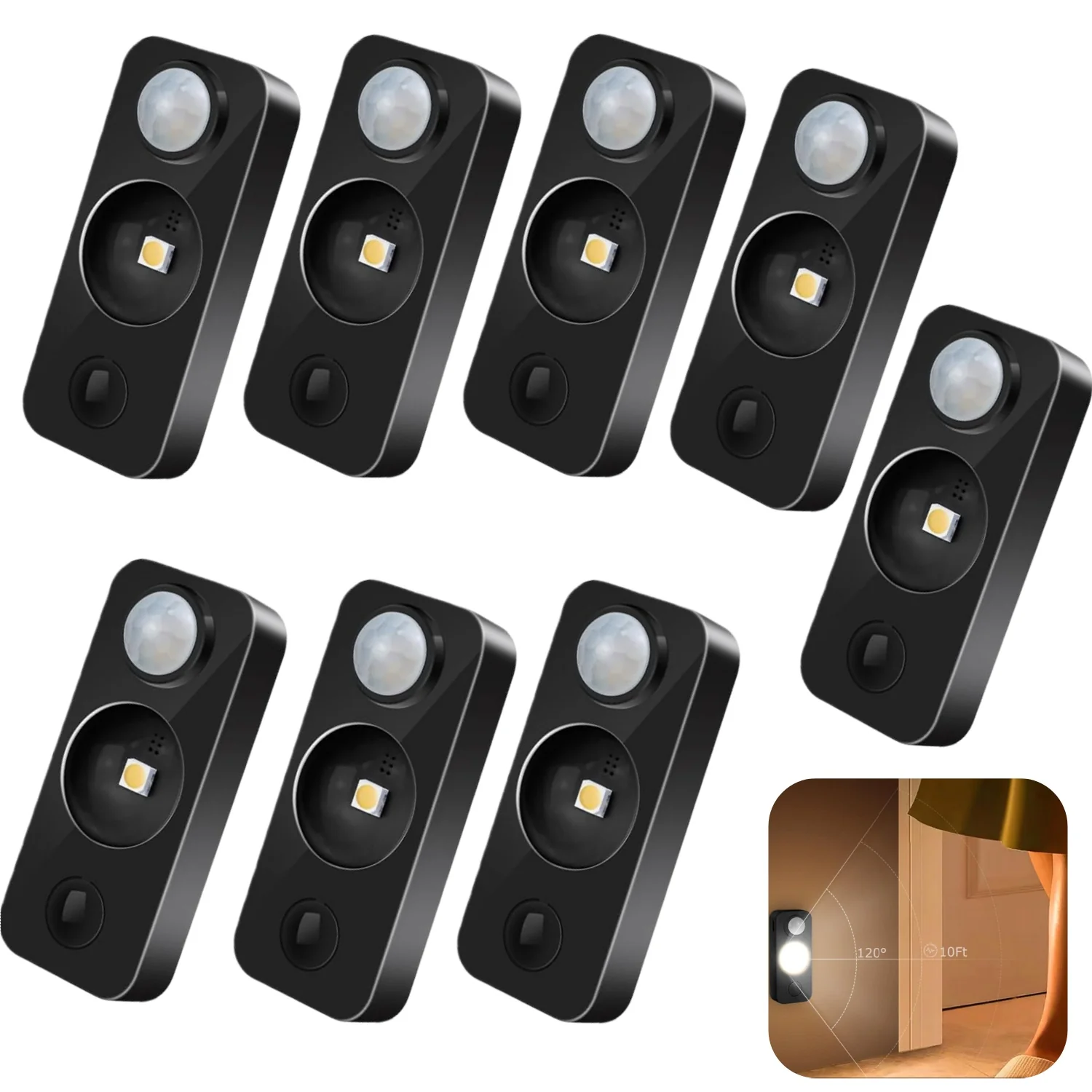 Rechargeable LED Puck Closet Light – 4/6/8 Pack | Motion Sensor, Tap Switch, Dimmable | Warm / Daylight White | Black / White Finish | Easy Mounting for Closets & Cabinets - Image 27