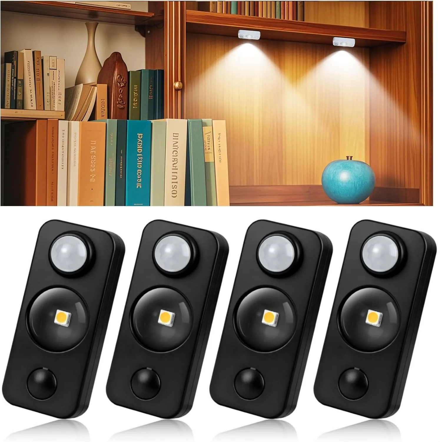 Rechargeable LED Puck Closet Light – 4/6/8 Pack | Motion Sensor, Tap Switch, Dimmable | Warm / Daylight White | Black / White Finish | Easy Mounting for Closets & Cabinets - Image 28