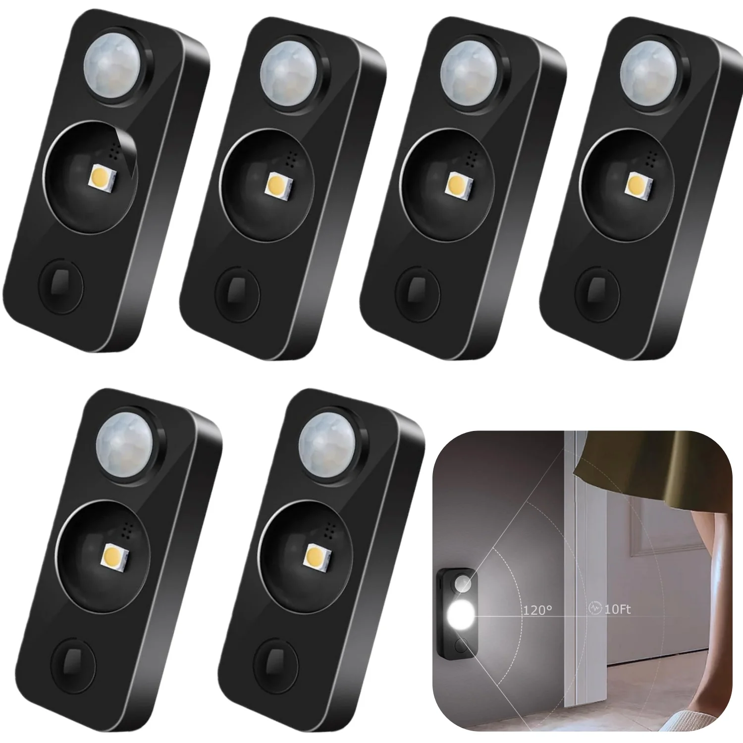 Rechargeable LED Puck Closet Light – 4/6/8 Pack | Motion Sensor, Tap Switch, Dimmable | Warm / Daylight White | Black / White Finish | Easy Mounting for Closets & Cabinets - Image 29