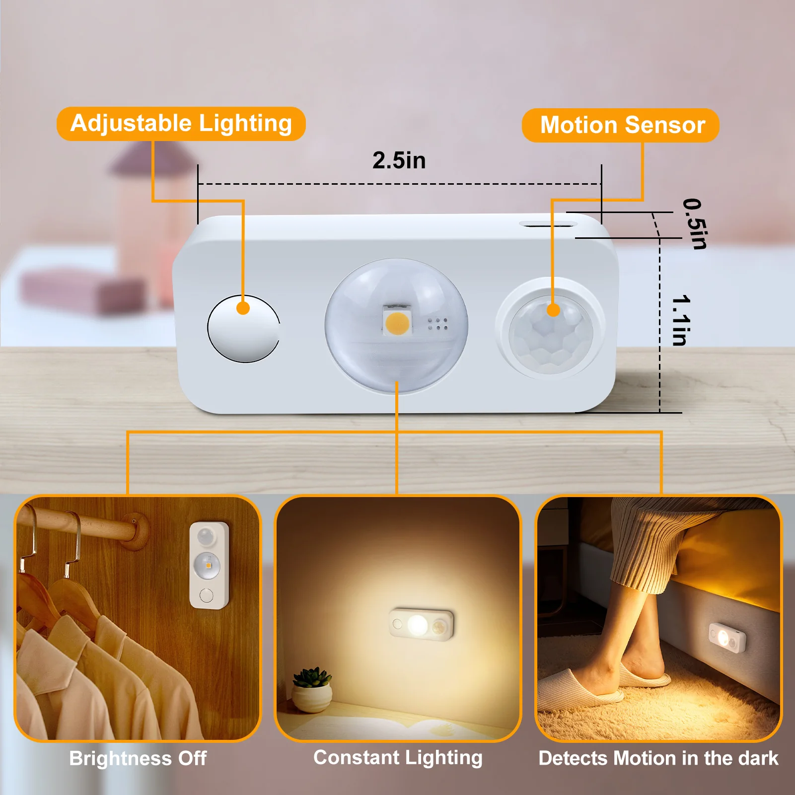 Rechargeable LED Puck Closet Light – 4/6/8 Pack | Motion Sensor, Tap Switch, Dimmable | Warm / Daylight White | Black / White Finish | Easy Mounting for Closets & Cabinets - Image 3