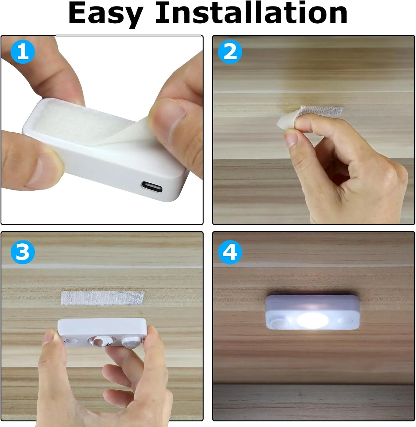 Rechargeable LED Puck Closet Light – 4/6/8 Pack | Motion Sensor, Tap Switch, Dimmable | Warm / Daylight White | Black / White Finish | Easy Mounting for Closets & Cabinets - Image 9