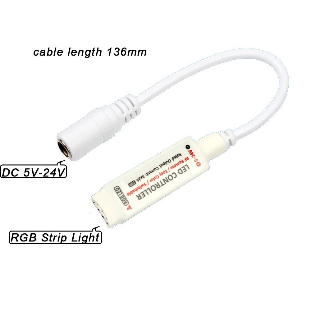 RF Wireless Mini LED Controller with 10-key Remote 5V-24V 12A / 3 Channels for RGB/GRB LED Strip SMD5050 SMD3528 Color Changing - Image 4