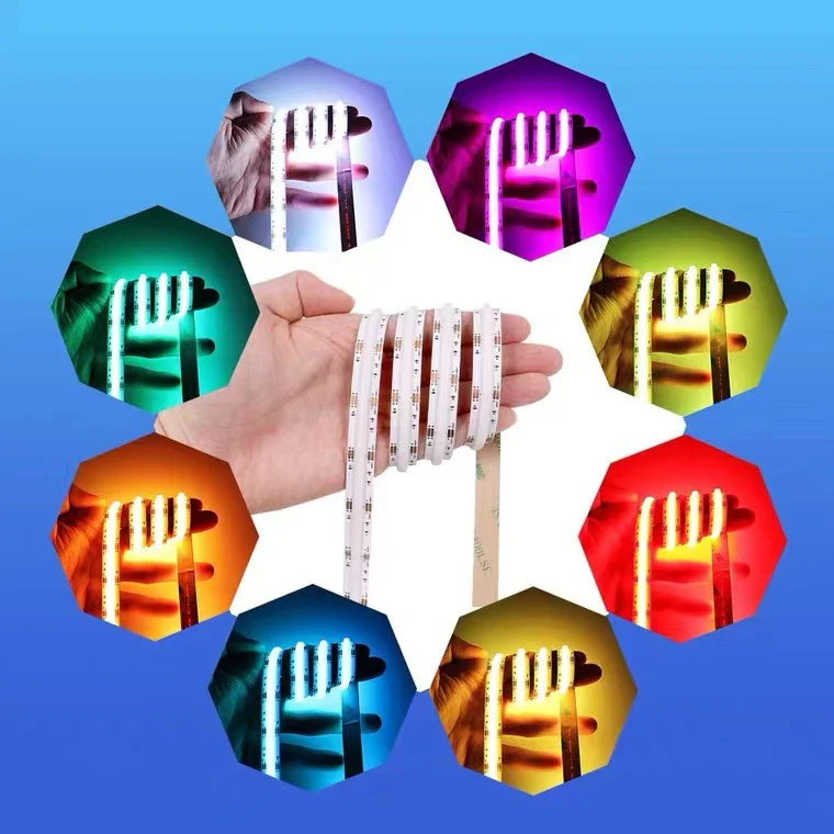 RGB COB Flexible LED Strip Light - 12V / 24V | 576 / 840 LEDs/m | RGB Color Changing | 10mm PCB | Dot-Free Continuous Lighting | Non-Waterproof | for Cabinets, Kitchen & Office Lighting | 5/50M - Image 5