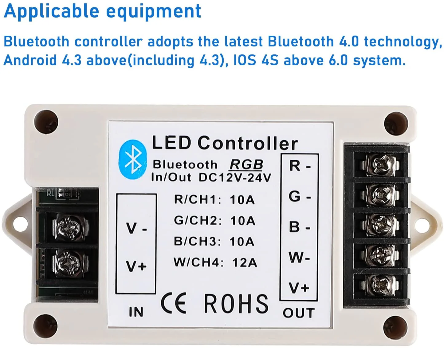 Bluetooth RGB/RGBW LED Strip Controller – DC12V-24V | Smartphone APP Control (iOS & Android) | For LED Strips - Image 2