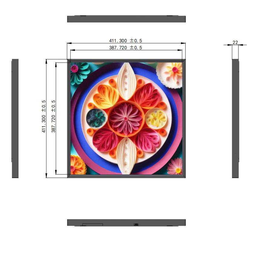 SL Series 22 Inch (387.7×387.7mm Viewable) 22mm Ultra Slim Square LCD Display Screen, No Touch, Content Upload via Dadonlion Platform / USB Disk - Image 4