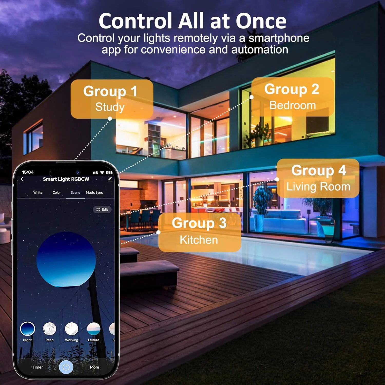 Smart COB WiFi Recessed Lighting | 2Inch 5W | Dimmable RGB & CCT 2700-6500K | 100–240V | Black Housing | Compatible with Alexa and Google Home | 4 / 6 / 10 / 12-Pack - Image 5