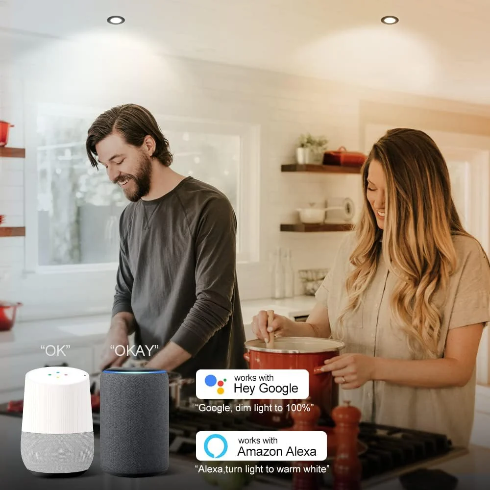 Smart WiFi Recessed Lighting | 2Inch 5W | Dimmable RGB & CCT 2700-6500K | 100–240V | Black Housing | Compatible with Alexa and Google Home | 4 / 6 / 10-Pack - Image 5