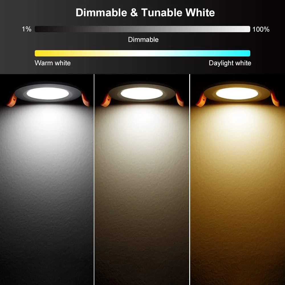 Smart WiFi Recessed Lighting | 2Inch 5W | Dimmable RGB & CCT 2700-6500K | 100–240V | Black Housing | Compatible with Alexa and Google Home | 4 / 6 / 10-Pack - Image 6