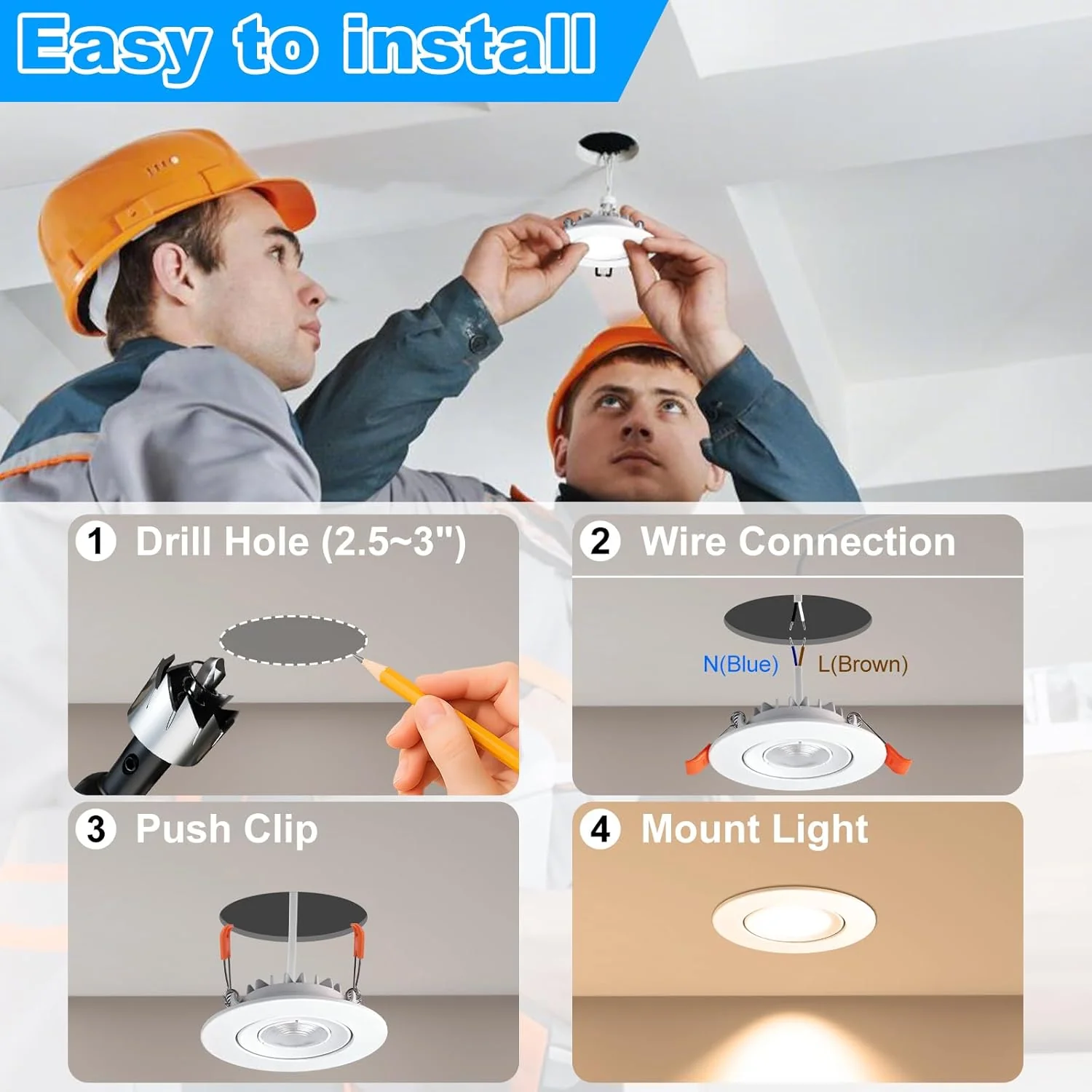 Smart WiFi Recessed Lighting | 3Inch 5W | Ultra-Thin 60° Adjustable Downlight | Dimmable RGB & CCT 2700-6500K | 85–240V | White Housing | Compatible with Alexa and Google Home | 4 -Pack - Image 7