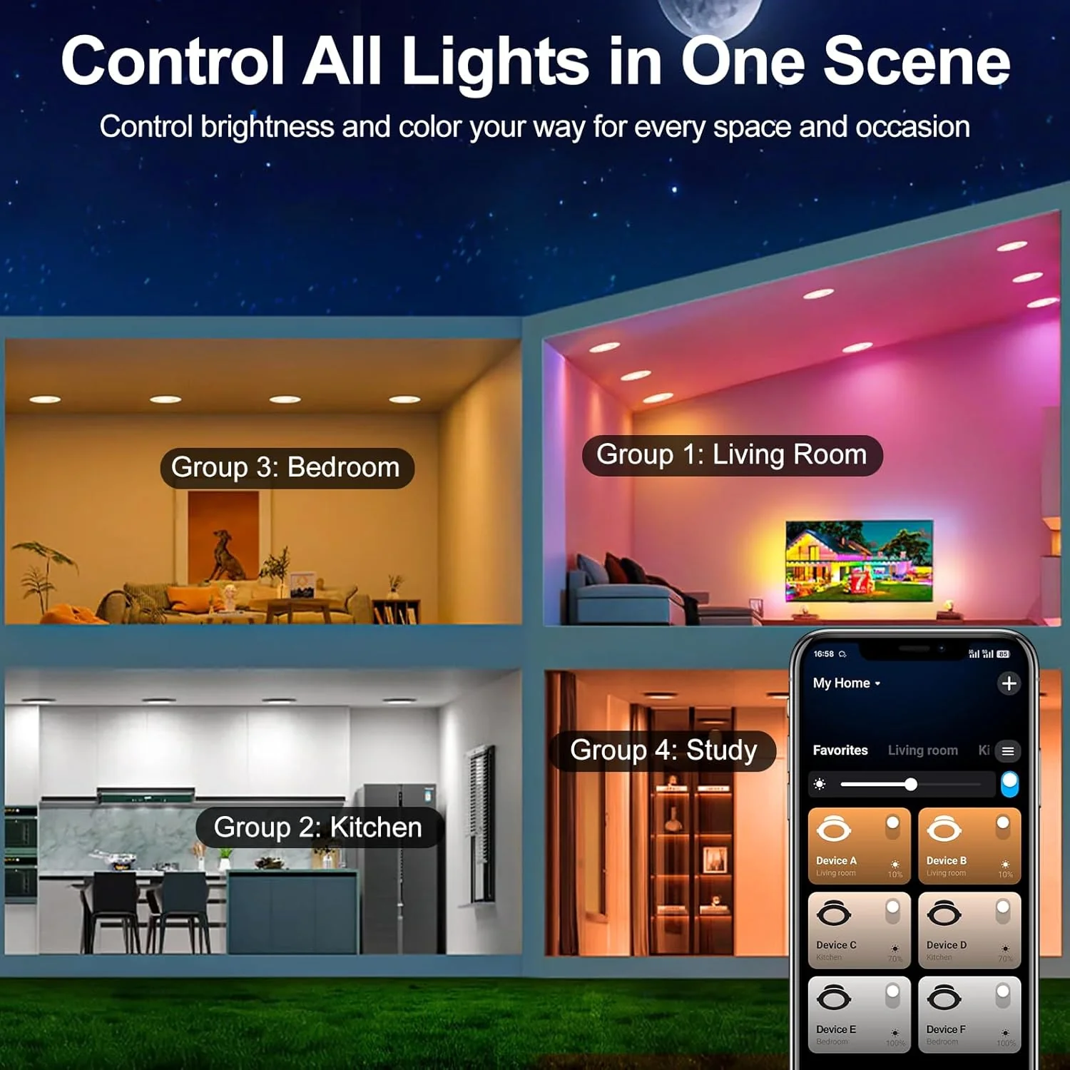 Smart WiFi Recessed Lighting | 3Inch 5W | Ultra-Thin 60° Adjustable Downlight | Dimmable RGB & CCT 2700-6500K | 85–240V | White Housing | Compatible with Alexa and Google Home | 4 -Pack - Image 8