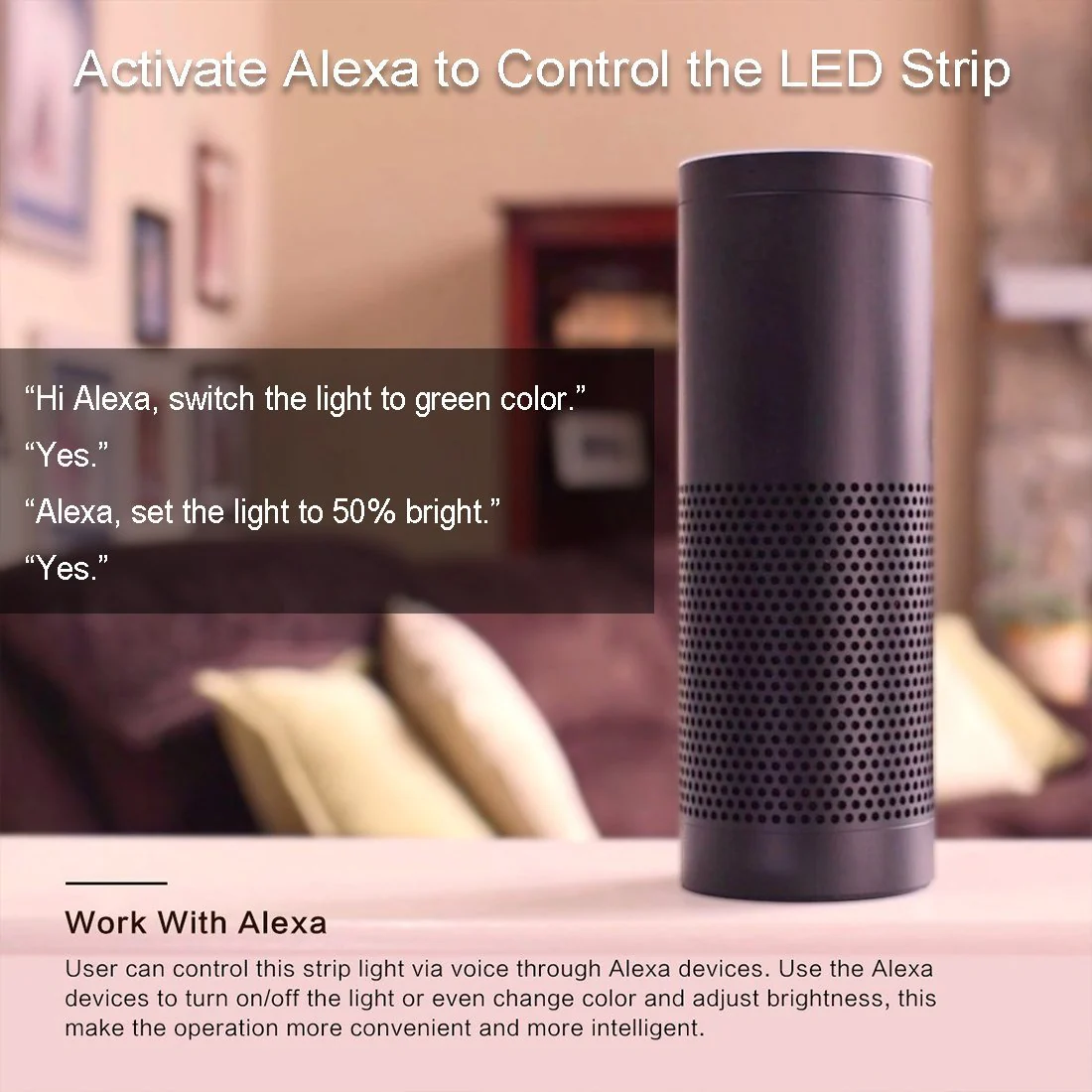 Smart WIFI SMD5050 300LEDs RGB LED Strip Light Kit - DC12V | 60 LEDs/M | 10mm PCB | IP00 / IP65 | 5M | RGB Color Changing LED Strip Lights with Alexa, Google Assistant | App Control & 24 Keys Controller + Power Supply | 5M - Image 10