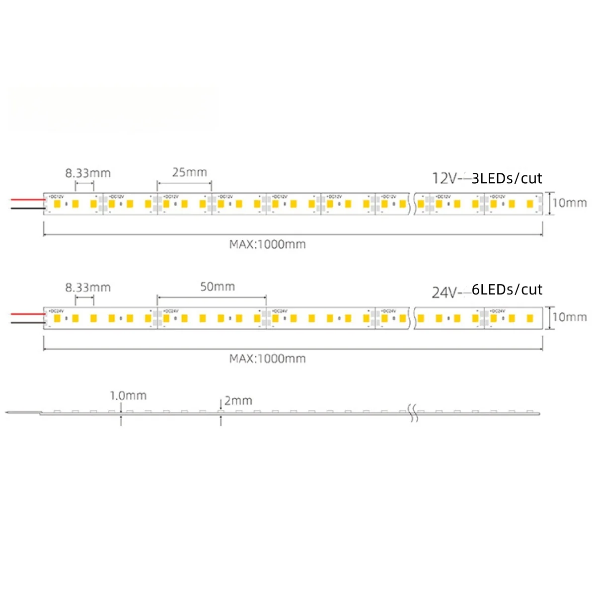 SMD2835 10MM Wide Rigid LED Strip Light – DC12V / 24V | 10mm PCB | 12W/M | 120 LEDs/M | 1Meter Length | Warm White / Natural White / Daylight White / Cool White / Blue / Red / Green | High Brightness Indoor Lighting | 10 / 50PCS - Image 3
