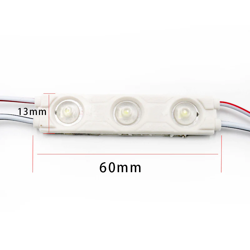 SMD2835 LED Module String – 3 LEDs/Module | 1.5 W 130 lm | 60×13 mm | DC 12 V | IP65 Waterproof with Adhesive Tape | for Light Box & Channel Letter Signage (20-pcs/String)– 10000K / 6500K / 4000K / 3000K / Red / Green / Blue / Yellow / Pink - Image 3