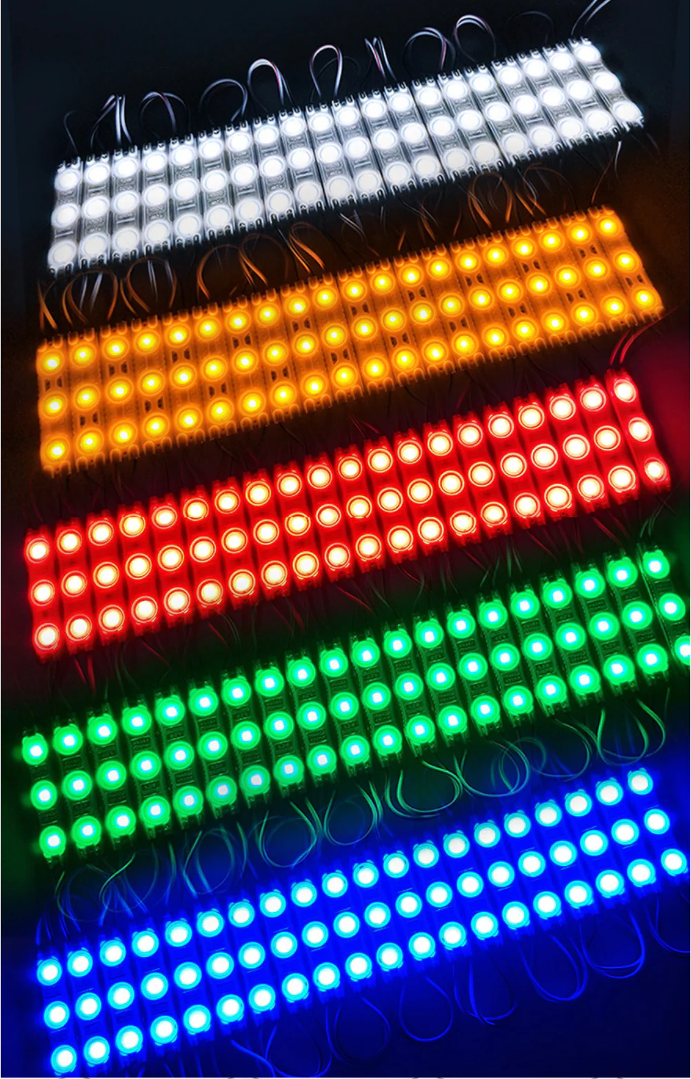 SMD2835 LED Module String – 3 LEDs/Module | 1.5 W 130 lm | 60×13 mm | DC 12 V | IP65 Waterproof with Adhesive Tape | for Light Box & Channel Letter Signage (20-pcs/String)– 10000K / 6500K / 4000K / 3000K / Red / Green / Blue / Yellow / Pink - Image 5