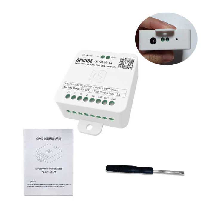 SP630E All-in-One SPI + 5CH PWW LED Controller Bluetooth Music Controller for LED Strips and LED Lights iOS/Android App Control - Image 2