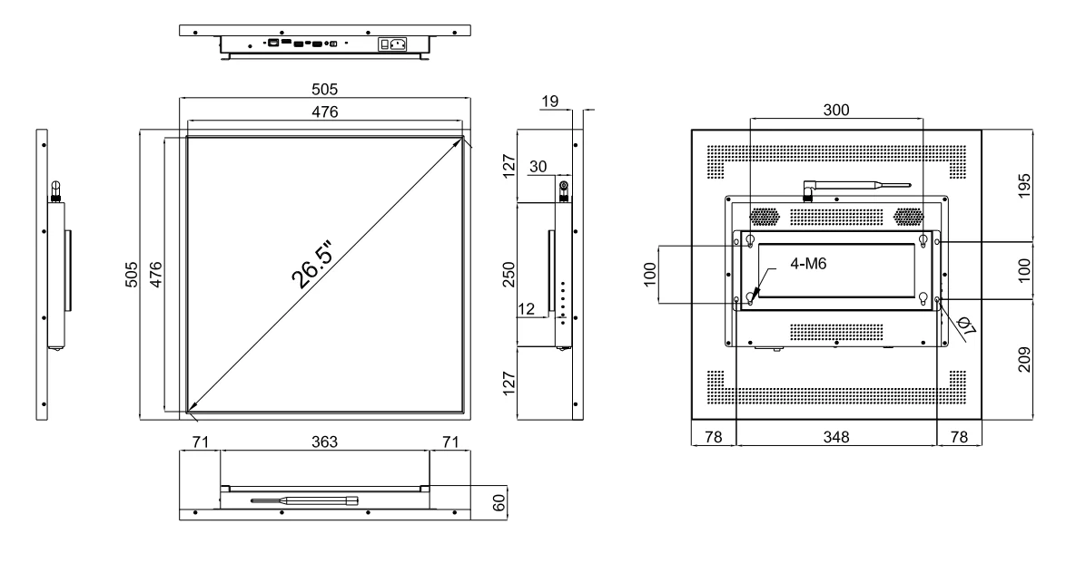 SQ Series 26.5 Inch (476×476mm Viewable) Square LCD Digital Screen Display, Cloud / APP / USB Disk Playback - Image 6