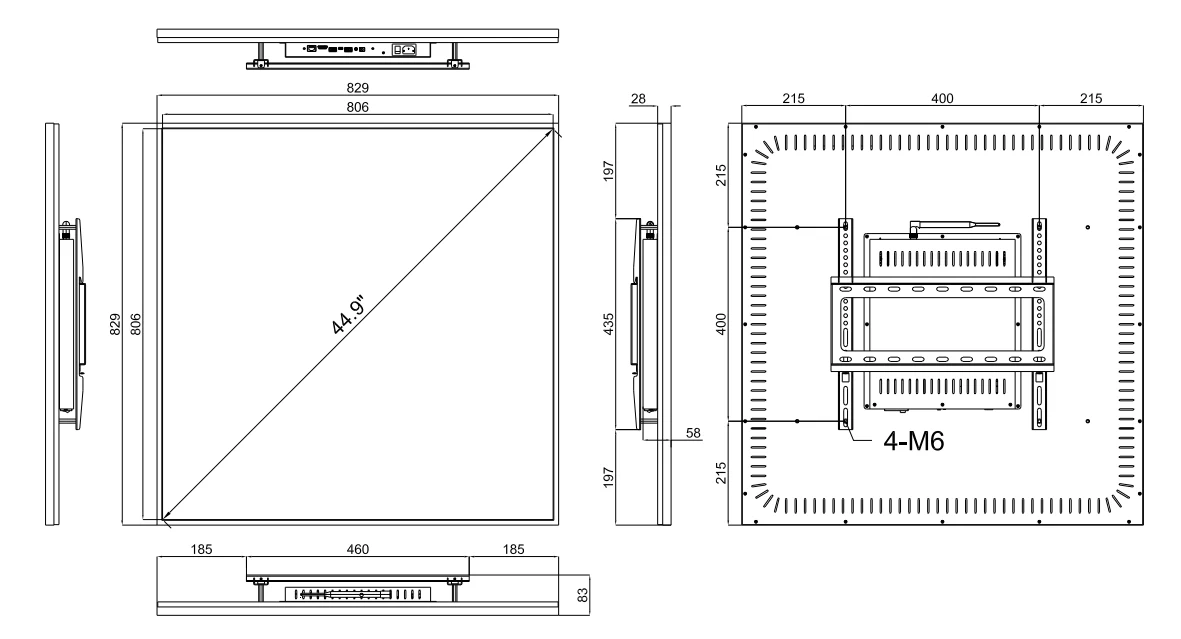SQ Series 44.9 Inch (806.4×806.4mm Viewable) 1:1 Large Square LCD Display Screen, Cloud / APP / USB Disk - Image 4