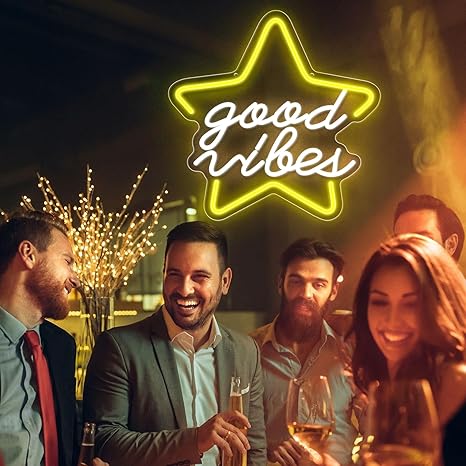 Star Good Vibes Neon Sign for Game Room Decor, 15.7*15.7'' Light Up Neon Lights Powered by USB with ON/OFF Switch, Man Cave, Kids Room,Super Star Gaming Wall Decor Gamer Gifts for Boys, Kid, Monther's Day(White) - Image 4