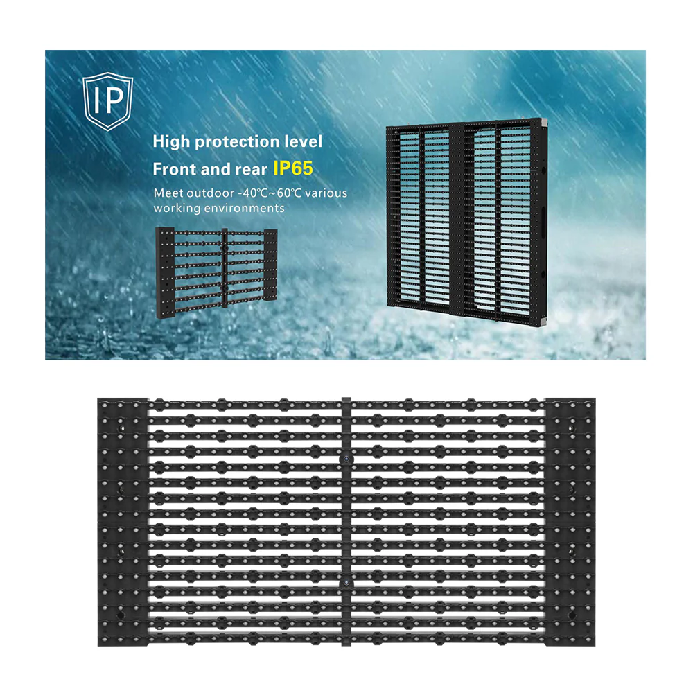 oClear Pro Series Outdoor Waterpoof P15.6/15.6mm Transparent LED Mesh Display High Brightness 6800nits in Size 1000x1000mm Aluminum Cabinet for Fixed Installation - Image 8