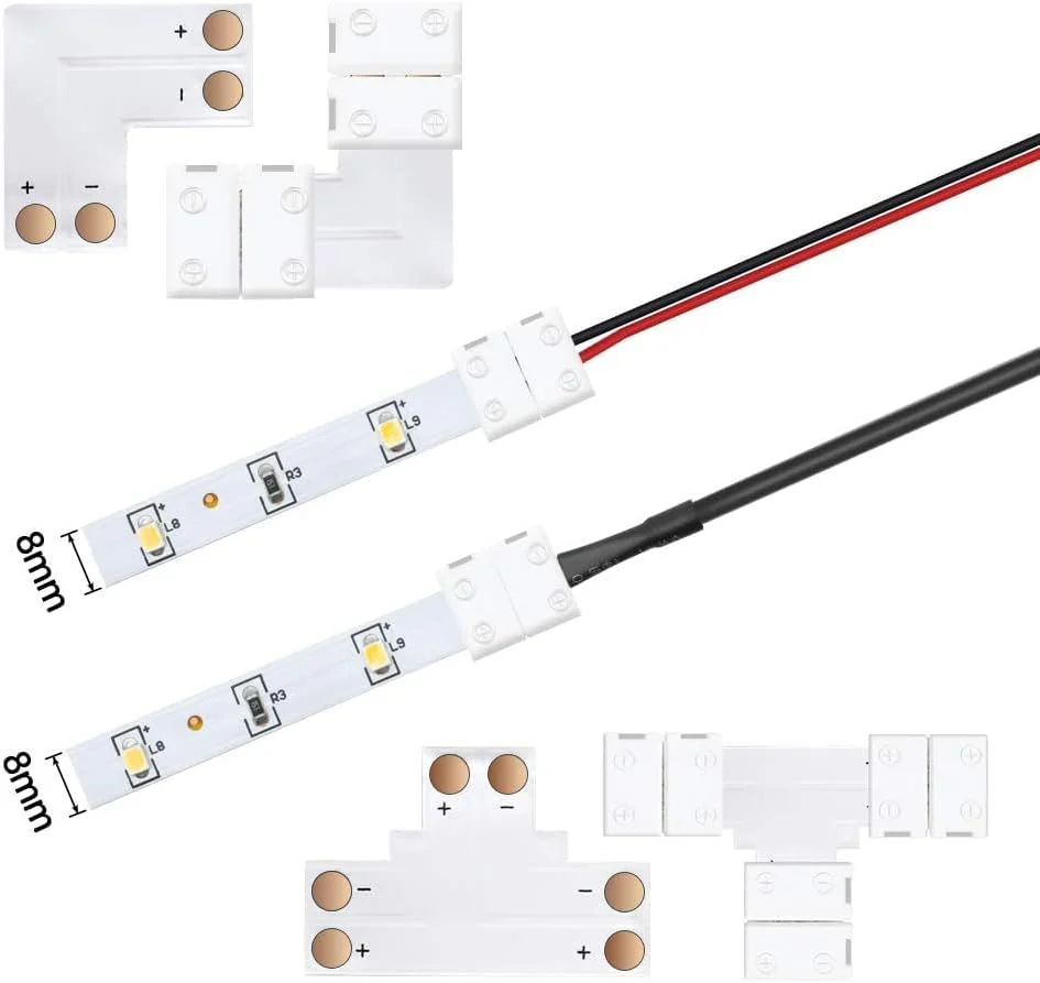 Transparent Crystal LED Strip Connectors – 10mm 2Pin Solderless Clips | Strip to Wire / Strip to Strip / DC Adapter – Local Stock US/UK - Image 2
