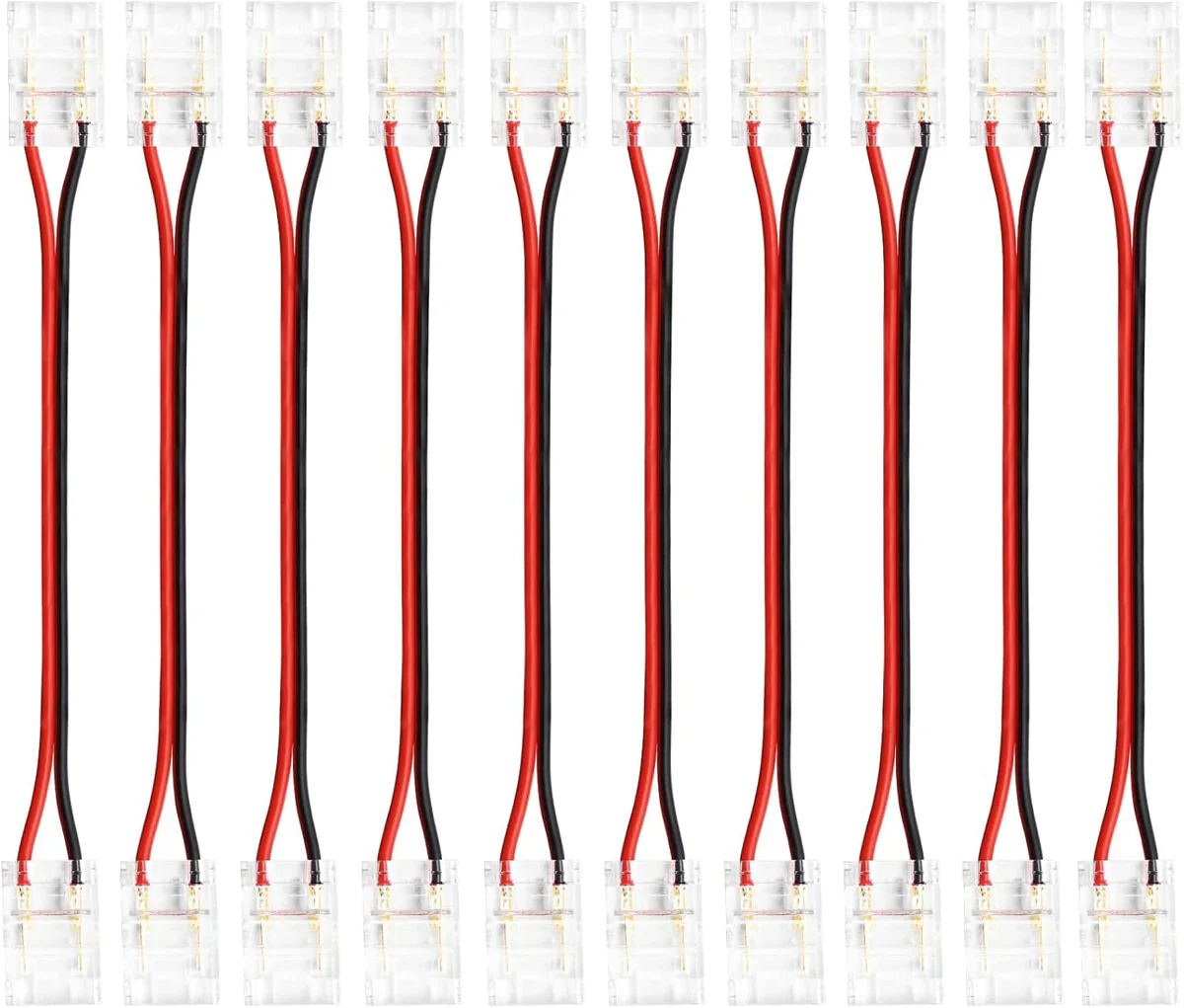 Transparent Crystal LED Strip Connectors – 10mm 2Pin Solderless Clips | Strip to Wire / Strip to Strip / DC Adapter – Local Stock US/UK - Image 3