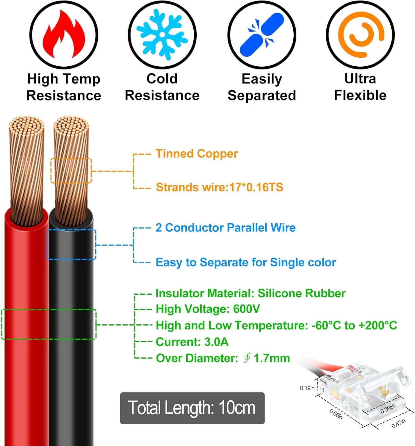 Transparent Crystal LED Strip Connectors – 10mm 2Pin Solderless Clips | Strip to Wire / Strip to Strip / DC Adapter – Local Stock US/UK - Image 9