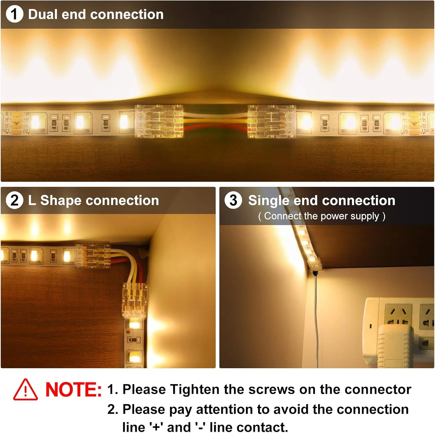 Transparent Crystal LED Strip Connectors – 10mm 3Pin Solderless Clips | Strip to Wire / Strip to Strip / DC Adapter – Bulk Wholesale 500pcs MOQ | Factory Direct - Image 5
