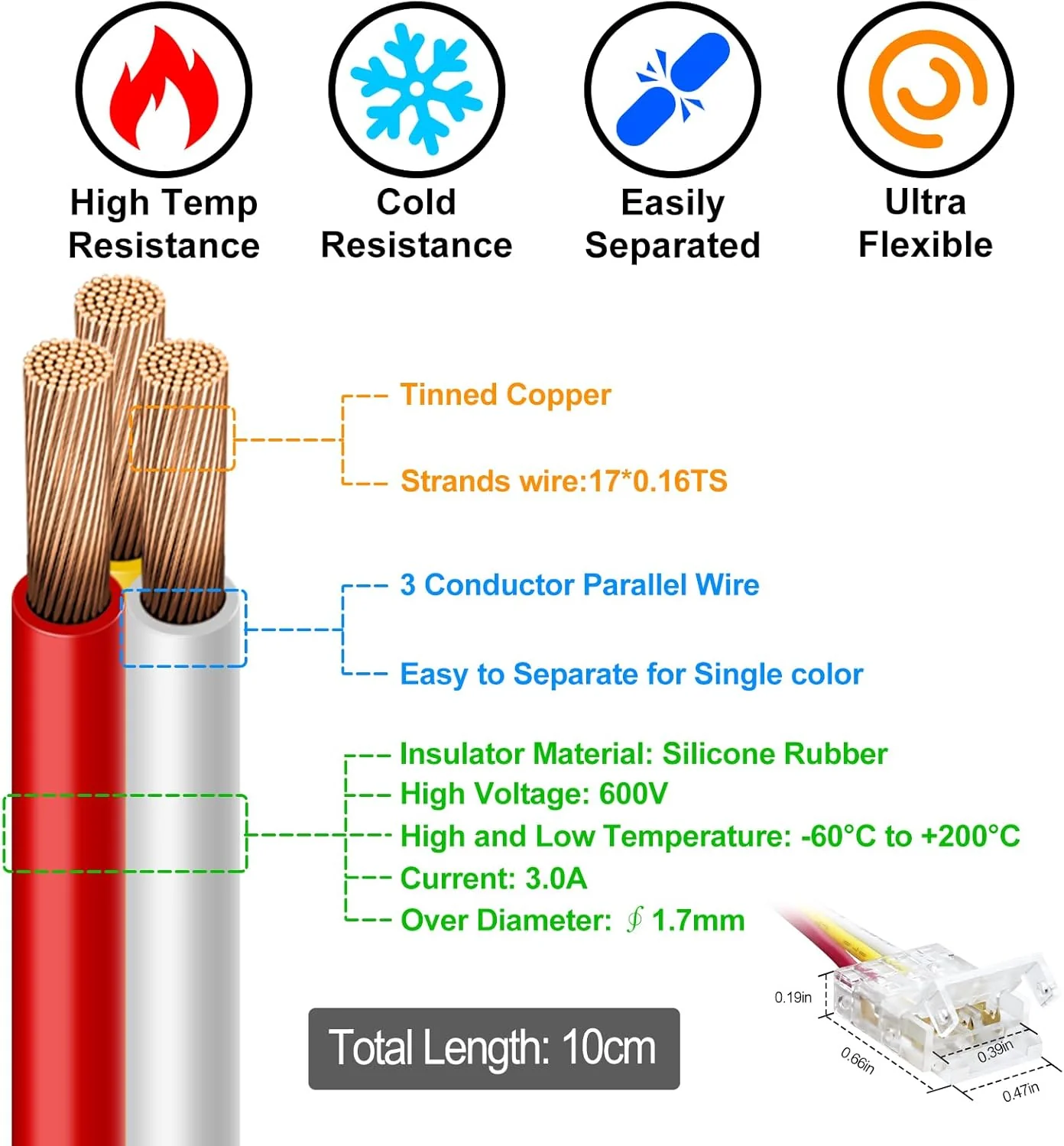 Transparent Crystal LED Strip Connectors – 10mm 3Pin Solderless Clips | Strip to Wire / Strip to Strip / DC Adapter – Local Stock US/UK - Image 10
